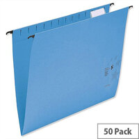 Foolscap Suspension Files Blue with Wrapover Bar Tabs and Inserts 5 Star Pack 50