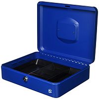 5 Star Key Lock Cash Box Large 12 Inch 300x240x70mm Blue 5 Coin Compartments 5 Star Key Lock Cash Box Large 12 Inch 300x240x70mm Blue 5 Coin Compartments