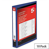 4 D Ring Presentation Binder Blue PVC 25mm A4 Pack 10 5 Star
