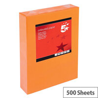 5 Star Deep Orange A4 Paper Multifunctional Ream-Wrapped 80gsm 500 Sheets