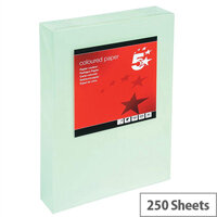 5 Star Light Green A4 Card Paper Multifunctional 160gsm Pack of 250 Sheets