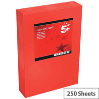 5 Star Office Deep Red A4 Paper Multifunctional Coloured Card 160gsm 250 sheets 5 Star Office Deep Red A4 Paper Multifunctional Coloured Card 160gsm 250 sheets