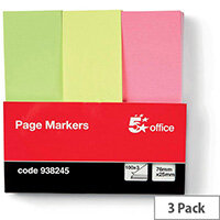 5 Star Office Paper Page Markers 100 Sheets per Pad 25x76mm