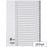 5 Star Elite File Index Grey Tabs Polypropylene 1-20 White A4