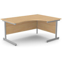 Radial Right Hand Corner Office Desk - W1600xD1200xH725mm - Beech Top - Silver Cantilever Legs