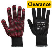 Portwest A110 Polka Dot Work Gloves - Black, Size S, Regular Fit, Superior Grip