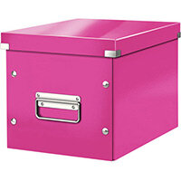 Leitz Box Click & Store Cube Medium Storage Box Pink Leitz Box Click & Store Cube Medium Storage Box Pink