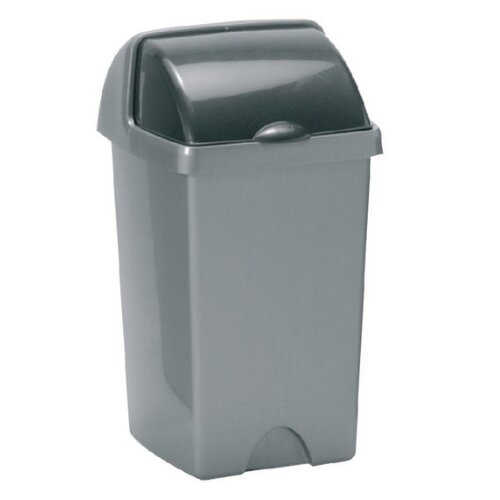 Addis Roll Top Plastic Waste Bin 25 Litres Metallic Grey 510679/510694