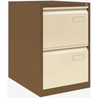 2 Drawer Steel Filing Cabinet Lockable Coffee & Cream Trexus By Bisley