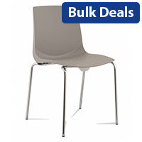 ARI Canteen Stacking Chair with Chrome Frame and Polypropylene Seat In Grey