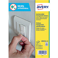 Avery Permanent Assorted Square Antimicrobial Film Labels Pack of 680 AM00SA4 Avery Permanent Assorted Square Antimicrobial Film Labels Pack of 680 AM00SA4