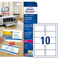 Avery C32016-25 White Satin Business Cards 85 x 54mm Laser 220gsm 250 Cards