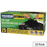 Visqueen Ultimate Tie Top Multipurpose Sacks 120L Black Pack of 25 Sacks Visqueen Ultimate Tie Top Multipurpose Sacks 120L Black Pack of 25 Sacks