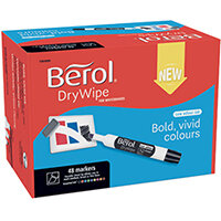 Berol Drywipe Marker Chisel Tip Assorted Pack of 48 1984886 Berol Drywipe Marker Chisel Tip Assorted Pack of 48 1984886