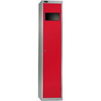 Probe Bulk Garment Collector Locker Activecoat W380mmxD460mmxH1780mm with Silver Body and Red Door