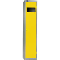 Probe Bulk Garment Collector Locker Activecoat W380mmxD460mmxH1780mm with Silver Body and Yellow Door