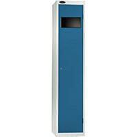 Probe Bulk Garment Collector Locker Activecoat W380mmxD460mmxH1780mm with White Body and Blue Door 7 Year Warranty