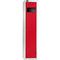 Probe Bulk Garment Collector Locker Activecoat W380mmxD460mmxH1780mm with White Body and Red Door 7 Year Warranty