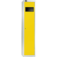 Probe Bulk Garment Collector Locker Activecoat W380mmxD460mmxH1780mm with White Body and Yellow Door