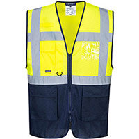 Portwest C377 MeshAir Hi-Vis Executive Vest Yellow & Navy Medium Portwest C377 MeshAir Hi-Vis Executive Vest Yellow & Navy Medium