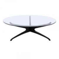 Noguchi Style Circular Glass Coffee Table with Black Ash Base Noguchi Style Circular Glass Coffee Table with Black Ash Base