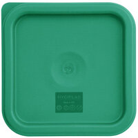 Hygiplas Polycarbonate Square Food Storage Container Lid Green Small
