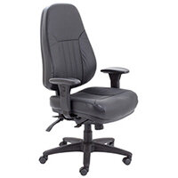 Panther High Back Leather Heavy Duty 24 Hour Task Operator Office Chair Black - Weight Tolerance 152kg