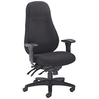 Cheetah Fabric Heavy Duty 24 Hour Task Operator Office Chair Seat Slide & Height Adjustable Arms Black - Weight Tolerance 152kg