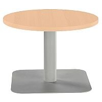 ONE Round 600mm Reception Coffee Table Beech With Silver Square Base ONE Round 600mm Reception Coffee Table Beech With Silver Square Base