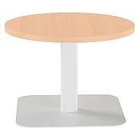 ONE Round 600mm Reception Coffee Table Beech With White Square Base ONE Round 600mm Reception Coffee Table Beech With White Square Base