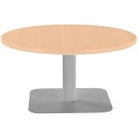 ONE Round 800mm Reception Coffee Table Beech With Silver Square Base ONE Round 800mm Reception Coffee Table Beech With Silver Square Base