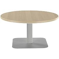ONE Round 800mm Reception Coffee Table Grey Oak With Silver Square Base ONE Round 800mm Reception Coffee Table Grey Oak With Silver Square Base