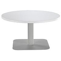 ONE Round 800mm Reception Coffee Table White With Silver Square Base ONE Round 800mm Reception Coffee Table White With Silver Square Base