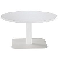 ONE Round 800mm Reception Coffee Table White With White Square Base ONE Round 800mm Reception Coffee Table White With White Square Base