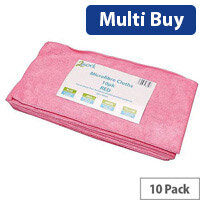Red Microfibre Cleaning Cloths Pack of 10Durable Cloths for StreakFree Cleaning