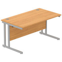 Core Office Rectangular Desk 1400mmX800mm Norwegian Beech With Double Cantilever Silver Frame Core Office Rectangular Desk 1400mmX800mm Norwegian Beech With Double Cantilever Silver Frame