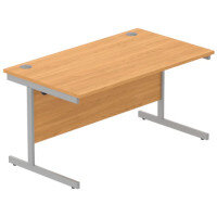 Core Office Rectangular Desk 1400mmX800mm Norwegian Beech With Single Cantilever Silver Frame Core Office Rectangular Desk 1400mmX800mm Norwegian Beech With Single Cantilever Silver Frame