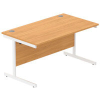 Core Office Rectangular Desk 1400mmX800mm Norwegian Beech With Single Cantilever White Frame Core Office Rectangular Desk 1400mmX800mm Norwegian Beech With Single Cantilever White Frame
