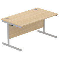 Core Office Rectangular Desk 1400mmX800mm Canadian Oak With Single Cantilever Silver Frame Core Office Rectangular Desk 1400mmX800mm Canadian Oak With Single Cantilever Silver Frame