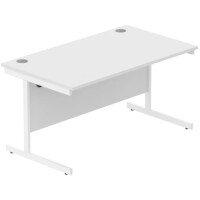 Core Office Rectangular Desk 1400mmX800mm Arctic White With Single Cantilever White Frame Core Office Rectangular Desk 1400mmX800mm Arctic White With Single Cantilever White Frame