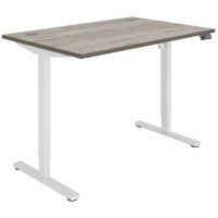 Core Electric Single Motor Height Adjustable Sit Stand Desk 1200 x 800 Alaskan Grey Oak Top and White frame 5 Year Warranty