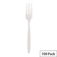 Heavy Duty Disposable Cutlery Plastic Forks 178mm White Pack of 100 182WHBAG Heavy Duty Disposable Cutlery Plastic Forks 178mm White Pack of 100 182WHBAG