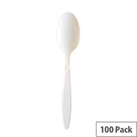 Heavy Duty Disposable Cutlery Plastic Tablespoons 155mm White Pack of 100 183WHBAG Heavy Duty Disposable Cutlery Plastic Tablespoons 155mm White Pack of 100 183WHBAG
