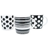 12oz Squat Mugs Dots and Stripes Black and White (Pack of 12) P1160119 12oz Squat Mugs Dots and Stripes Black and White (Pack of 12) P1160119