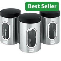 Kitchen Canisters Set of 3 Silver Stainless Steel 508453