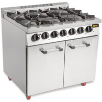 Buffalo 6 Burner Gas Oven Range with Castors