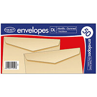 County Stationery DL Manilla Gummed Envelopes Pack of 1000 C501 County Stationery DL Manilla Gummed Envelopes Pack of 1000 C501