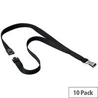 Durable 15mm Black Textile Lanyard With Snap Hook 812701