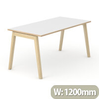 Nova Wood Home Office Desk White Desktop with Oak Edging & Solid Ash Legs W1200xD700mm Nova Wood Home Office Desk White Desktop with Oak Edging & Solid Ash Legs W1200xD700mm