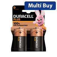 Duracell Plus D Alkaline Batteries - 2-Pack, Long-Lasting Power